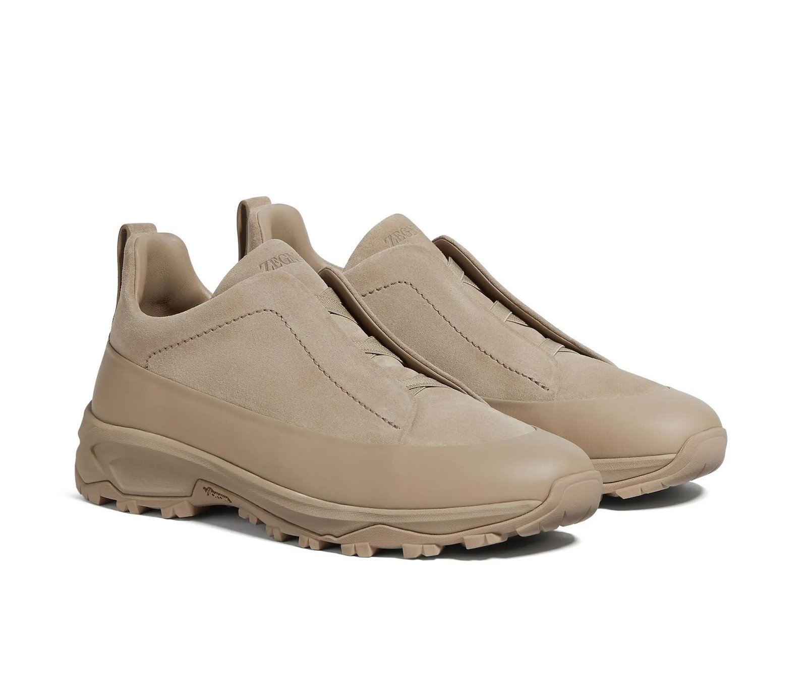 Zegna Triple Stitch Monte Sneakers in Light Taupe Suede